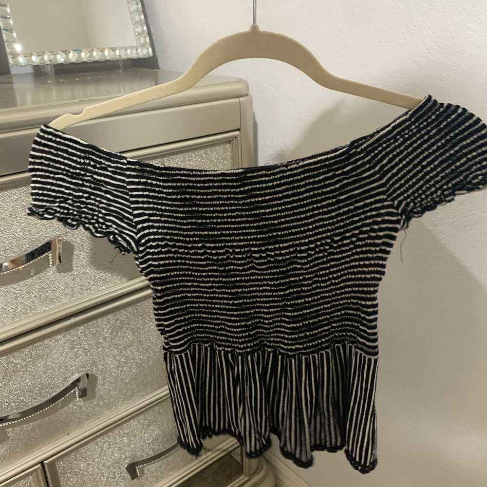 Women’s off the should striped Top